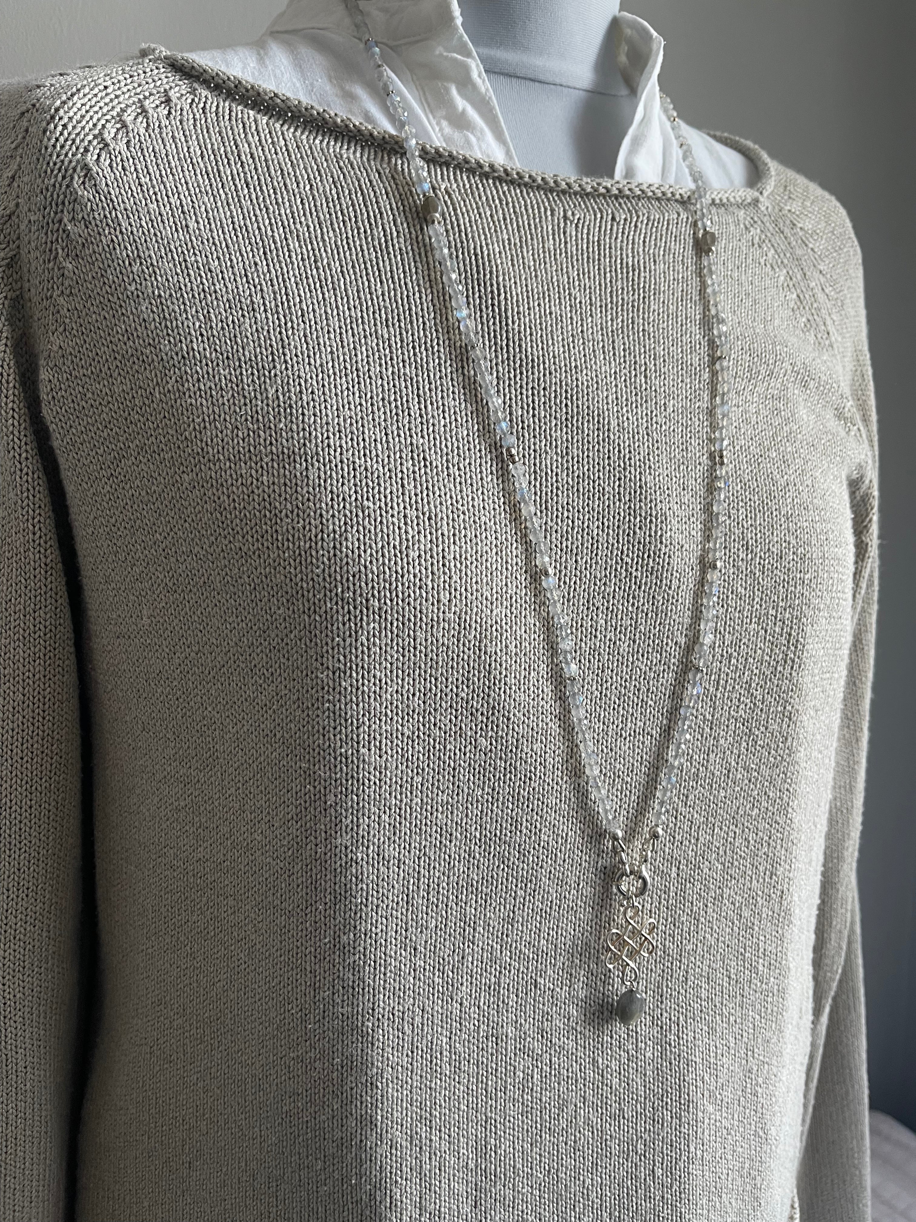 Kette lang PREMIUM "Labradorit Silver" mit Anhänger