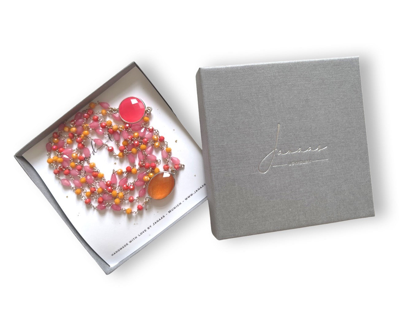 Lange Kette "Summer Drops" Pink-Orange