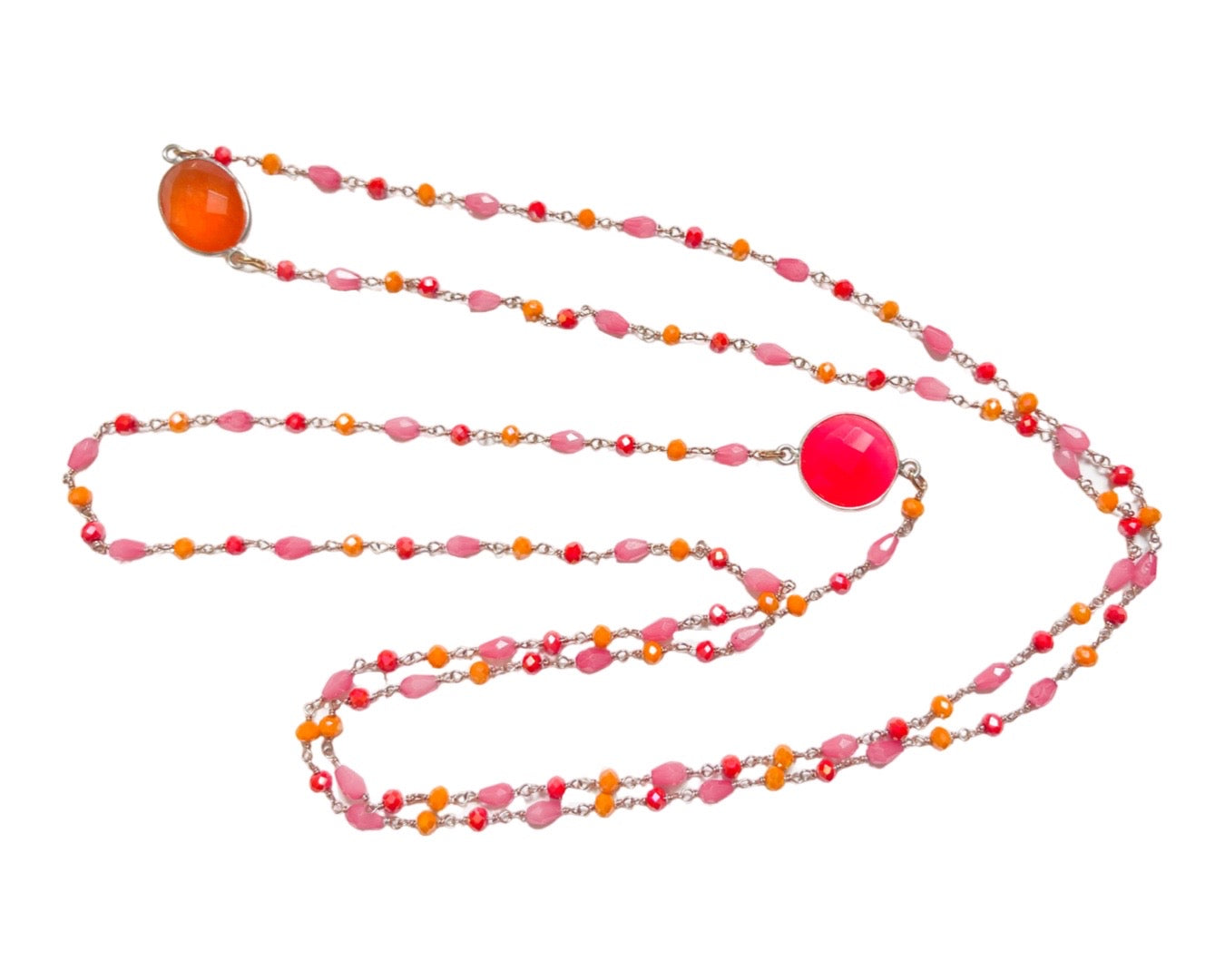 Lange Kette "Summer Drops" Pink-Orange