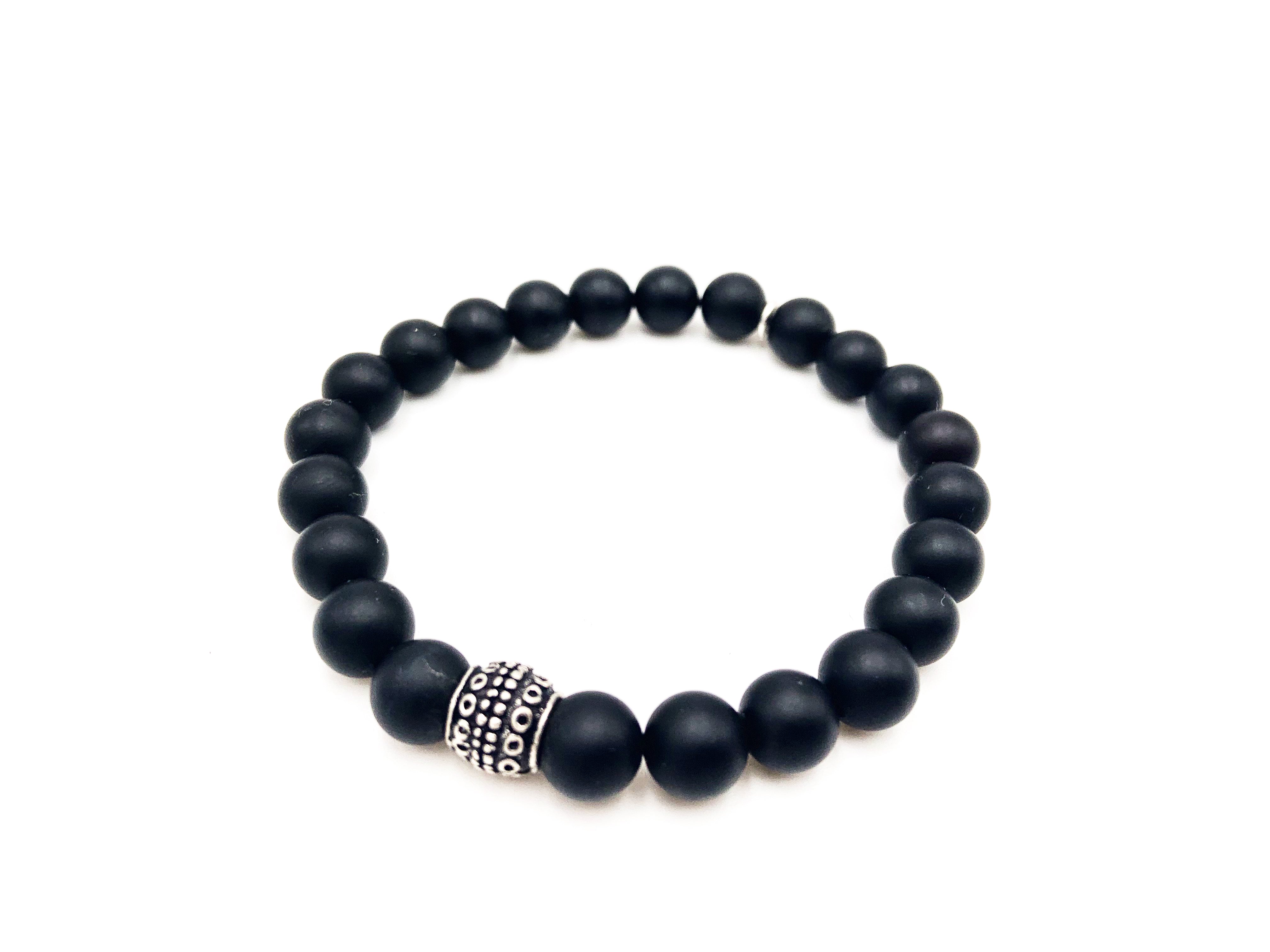 Herrenarmband "Onyx L Silver Bead"