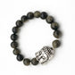 Armband L Goldglanz-Obsidian Buddha