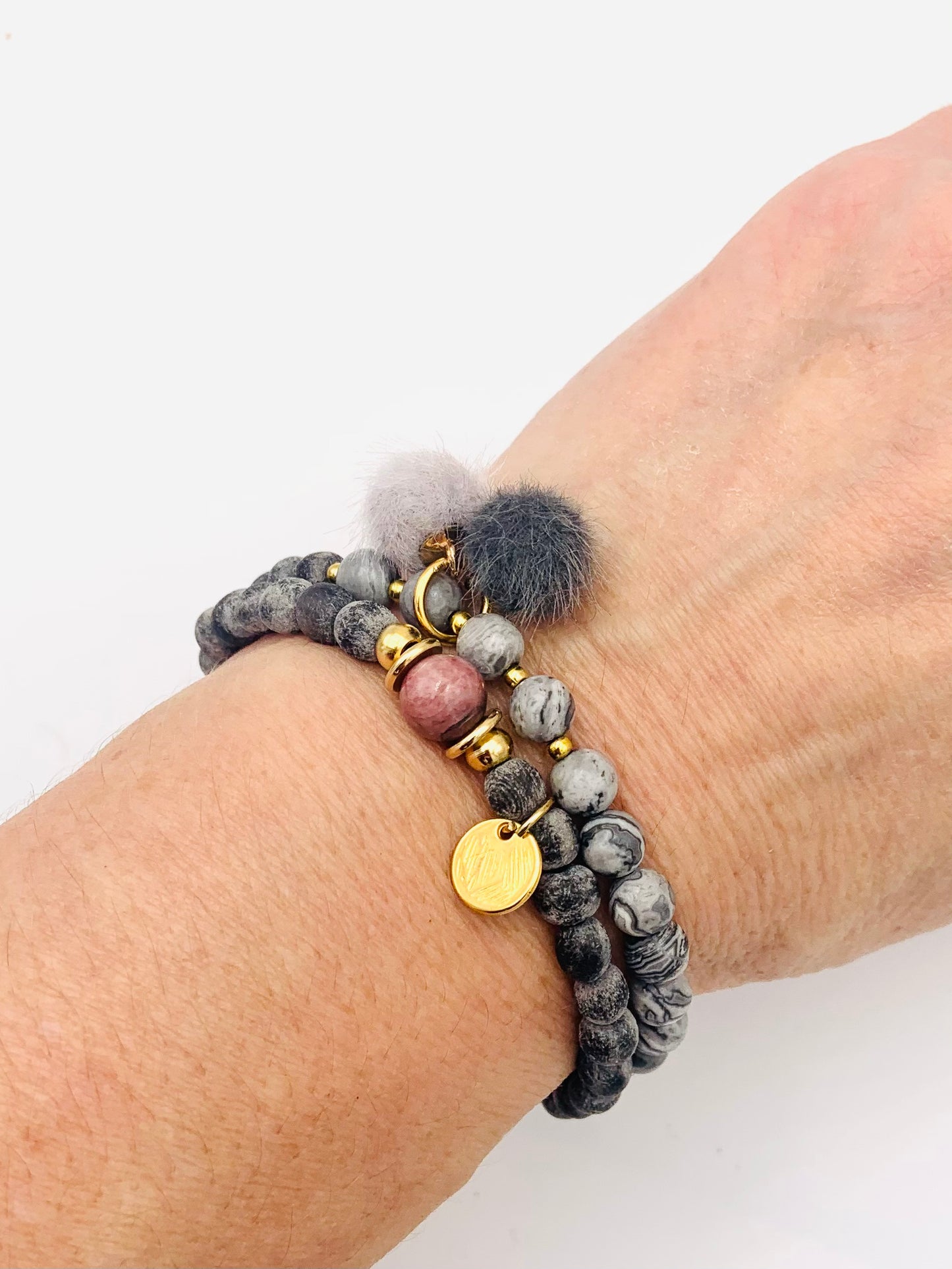 Armband "Duo Horn & Rhodonit" GR