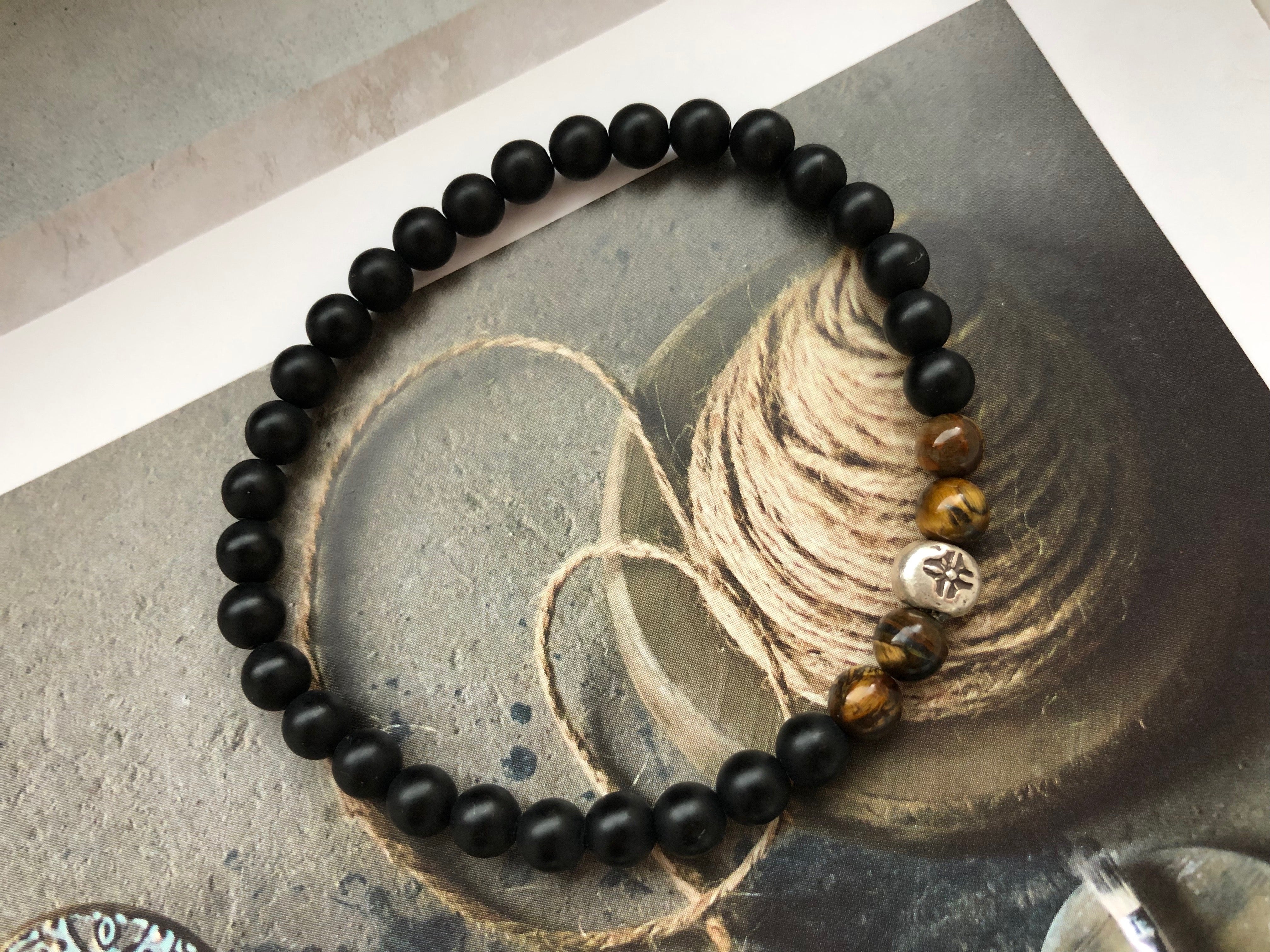 Herrenarmband "Onyx matt S & Tigerauge"