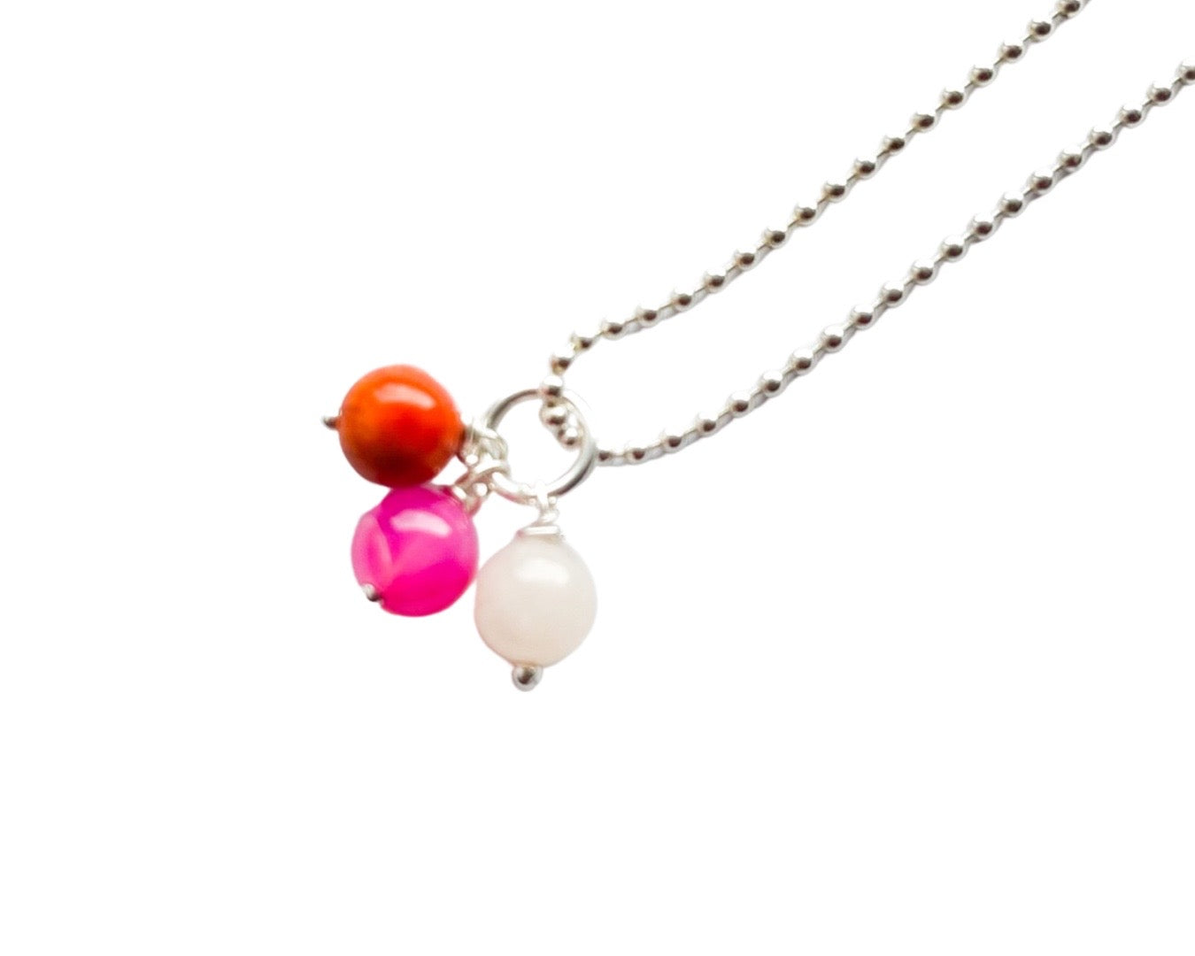 Kette "Balls" orange&pink - 925 SterlingSilber