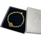 Armband Moosachat mit Mandala-Verbinder gold