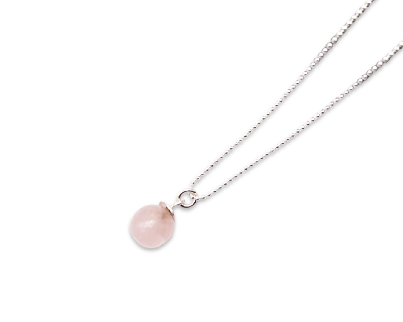 Kette „Rosenquarz Kugel“ - 925 Sterlingsilber