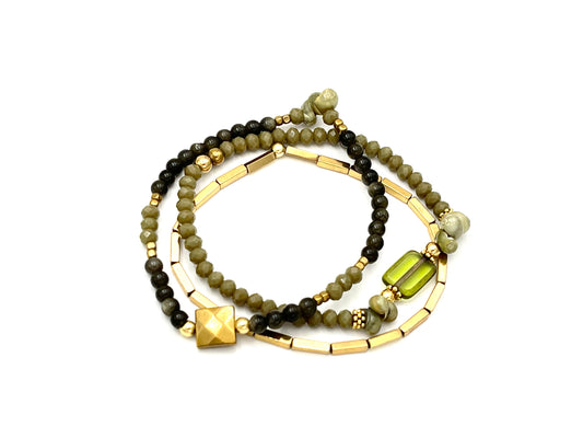 Armband „Spring“ schwarz-oliv
